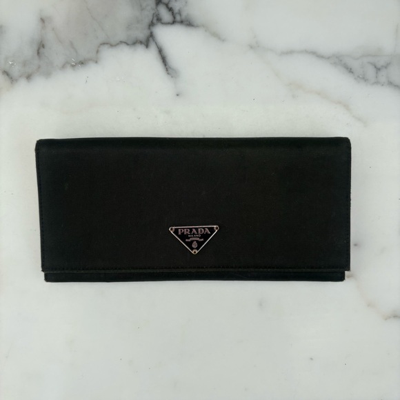 LAST CALL Prada Dark Brown Nylon Long Bi-Fold Wallet - Picture 2 of 5
